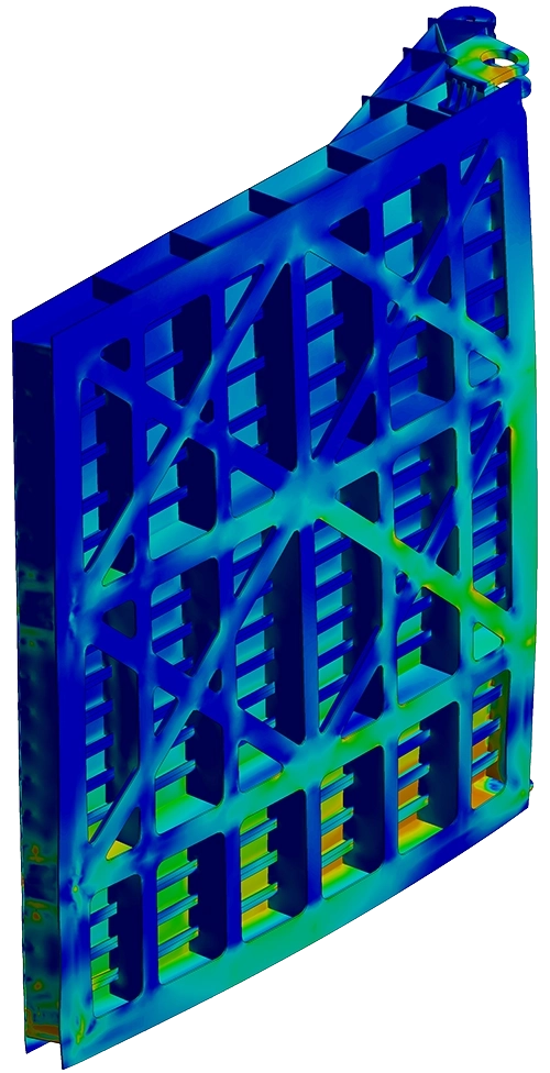 Contour plot of the material stresses in a lock gate